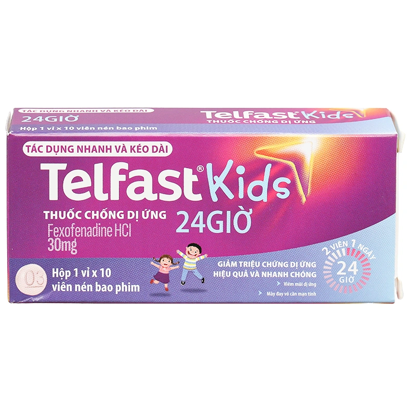 Telfast Kids 30mg trị viêm mũi dị ứng, mày đay cho bé (1 vỉ x 10 viên) - 1